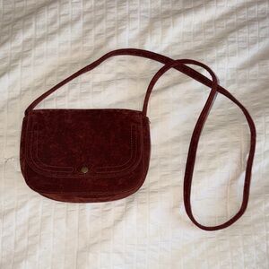 Rust Colour Universal Thread Velvet/Velour Shoulder Bag